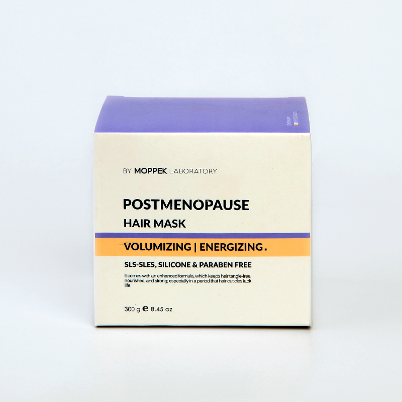 ماسک موی پس از یائسگی مپک (Moppek) مدل Postmenopause – حجم‌دهنده و انرژی‌رسان – فاقد سولفات، پارابن و سیلیکون – 300 گرم
