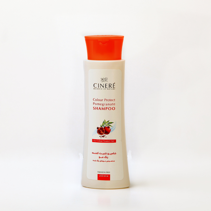 شامپو تثبیت‌کننده رنگ مو سینره (Cinere) حاوی عصاره انار – مناسب موهای رنگ‌شده – 250 میل
