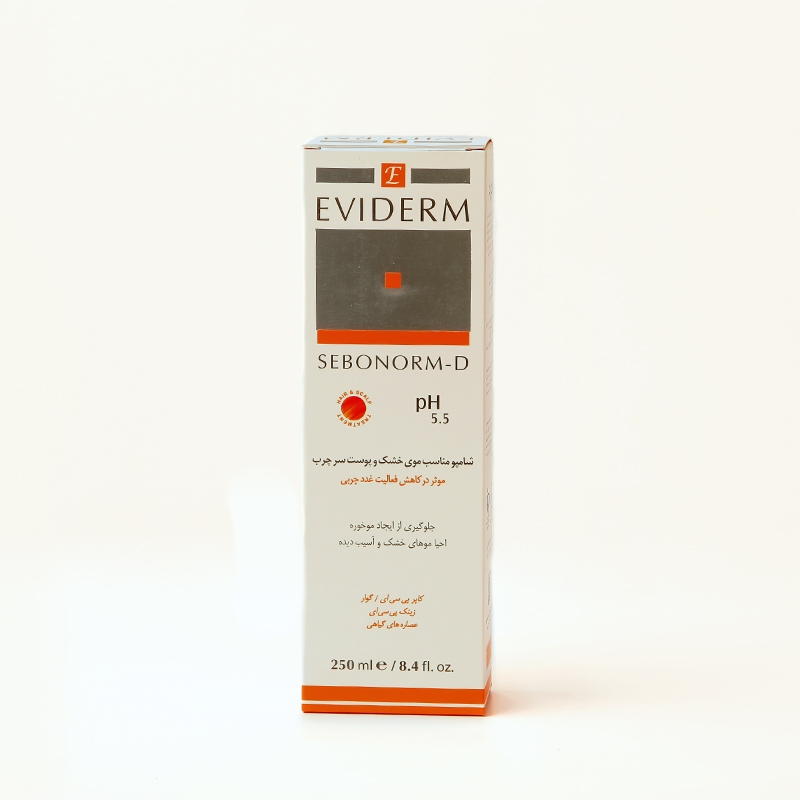 شامپو کنترل‌کننده چربی و تقویت‌کننده اویدرم مدل Sebonorm-D (Eviderm Sebonorm-D Shampoo for Dry Hair & Oily Scalp)