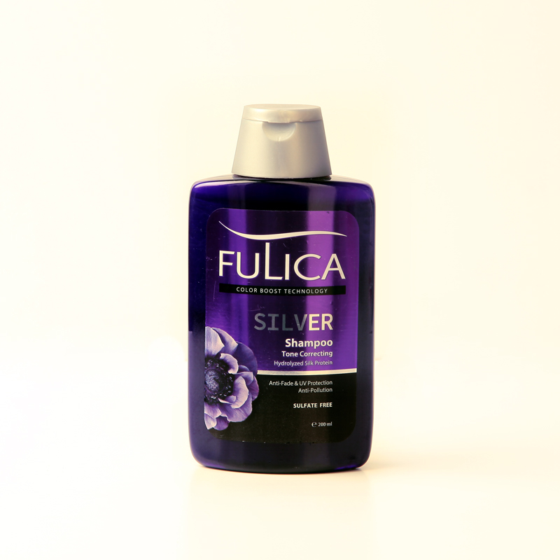 شامپو نقره‌ای فولیکا مخصوص موهای بلوند، دکلره و خاکستری (Fulica Silver Shampoo – Tone Correcting)