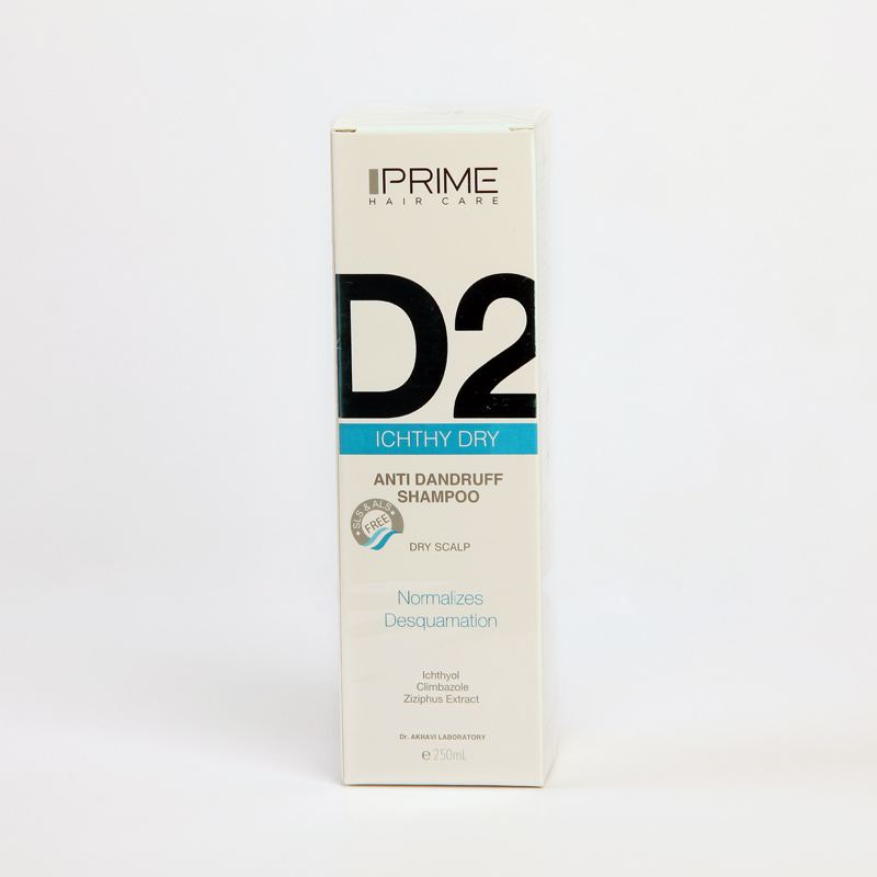 شامپو ضد شوره پوست سر خشک پریم مدل D2 Ichthy Dry حجم 250 میل