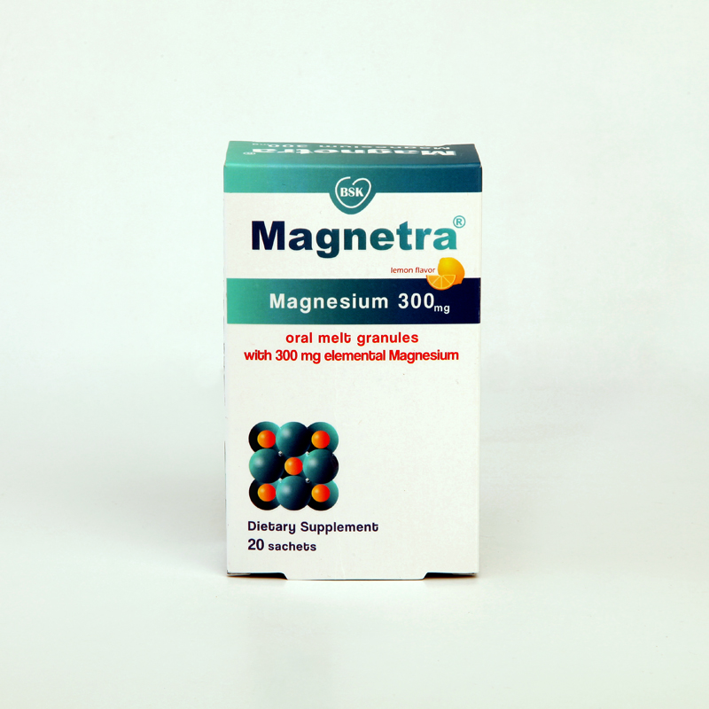 ساشه منیزیم مگنترا Magenetra BSK 300 mg – رفع اسپاسم، استرس و خستگی (۲۰ عددی)