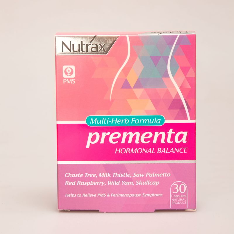 کپسول پرمنتا نوتراکس (Nutrax Prementa) | مکمل گیاهی تنظیم هورمون و کاهش علائم PMS بانوان