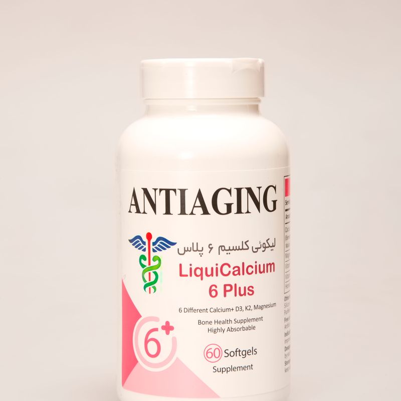 سافت ژل لیکوی کلسیم ۶ پلاس آنتی ایجینگ Antiaging LiquiCalcium 6 Plus | کلسیم، ویتامین D3، K2 و منیزیم