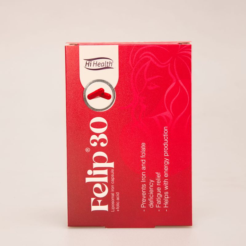کپسول FeLip 30 | آهن لیپوزومال + اسید فولیک برای درمان کم‌خونی و افزایش انرژی