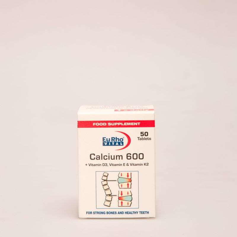 قرص Calcium 600 یورو ویتال | کلسیم ۶۰۰ به همراه ویتامین D3، K2، E برای سلامت استخوان