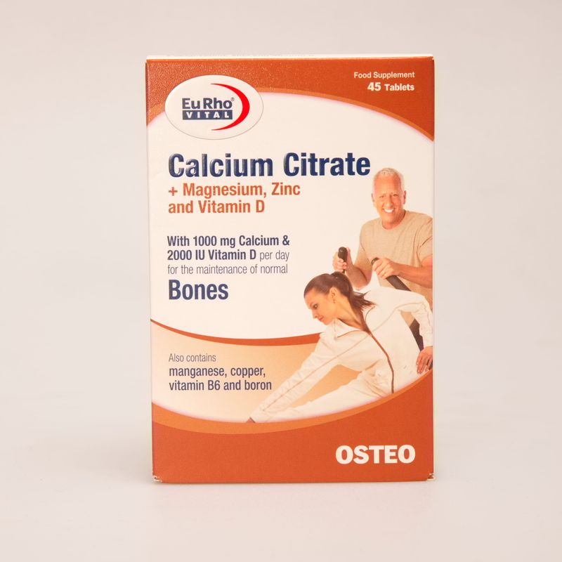 قرص کلسیم سیترات یورو ویتال | Calcium Citrate EuRho Vital + منیزیم، زینک و ویتامین D