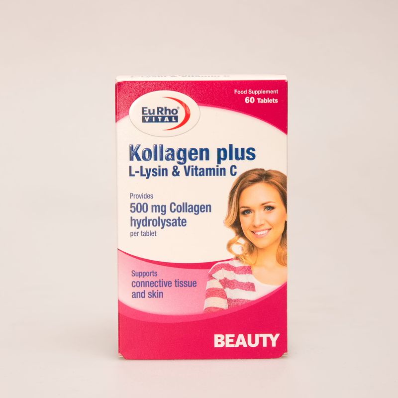 قرص Kollagen Plus یوروویتال | کلاژن هیدرولیز شده، ال-لیزین و ویتامین C برای سلامت پوست و مو