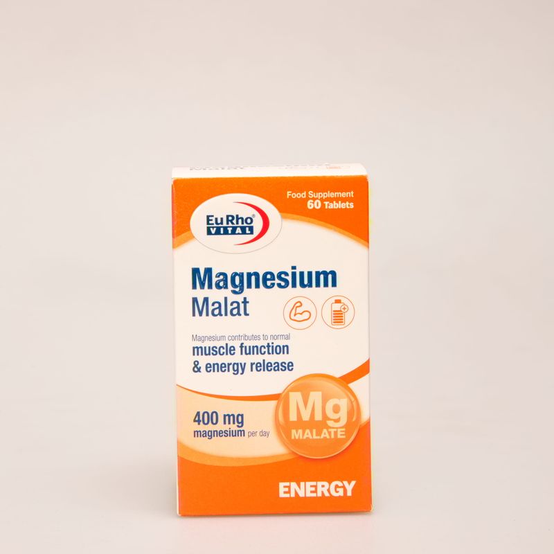 قرص Magnesium Malate یوروویتال | منیزیم مالات 400 میلی‌گرم برای عضلات، انرژی و کاهش خستگی