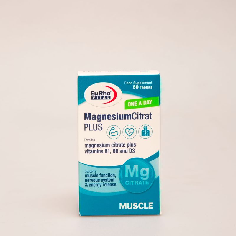 قرص Magnesium Citrate Plus یوروویتال | منیزیم سیترات پلاس با ویتامین‌های B1، B6 و D3
