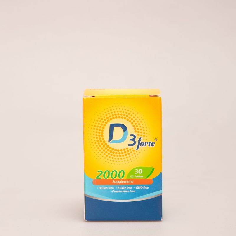 قرص D3 Forte 2000 IU | مکمل ویتامین D3 2000 واحد برای تقویت استخوان، ایمنی و سلامت بدن