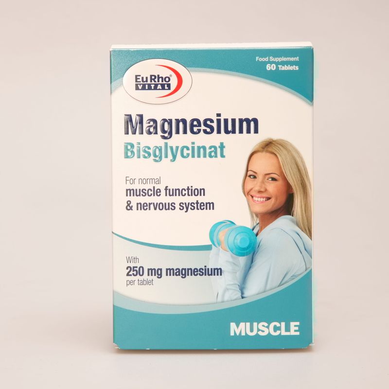 قرص منیزیم بیس‌گلیسینات یوروویتال | Magnesium Bisglycinate 250 mg برای عضلات، اعصاب و خواب