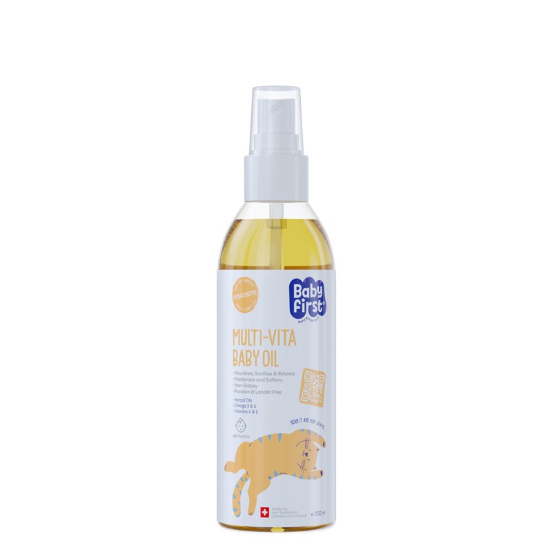 روغن بچه ویتامینه بیبی فرست Baby First Vitamin Baby Oil | مناسب مراقبت روزانه کودک