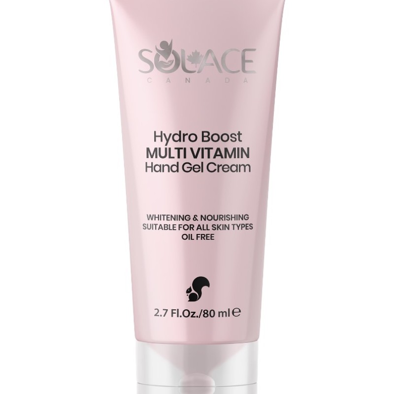ژل کرم دست مولتی ویتامین سولیس کانادا Solace Canada Hydro Boost Multi Vitamin Hand Gel Cream | آبرسان، مغذی و روشن‌کننده پوست دست