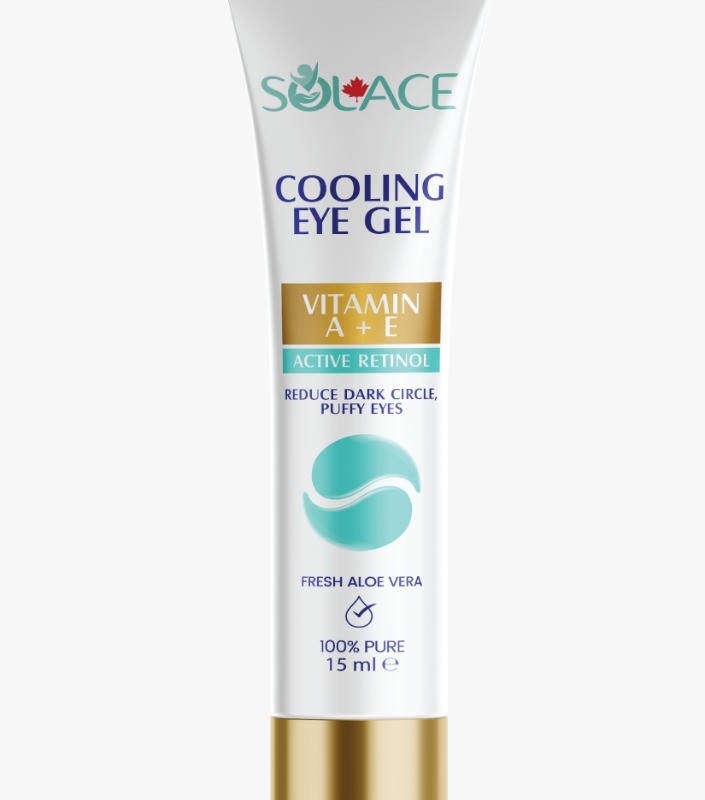 ژل دور چشم خنک‌کننده سولیس کانادا Solace Canada Cooling Eye Gel | حاوی رتینول، ویتامین A و E، ضد تیرگی و پف چشم