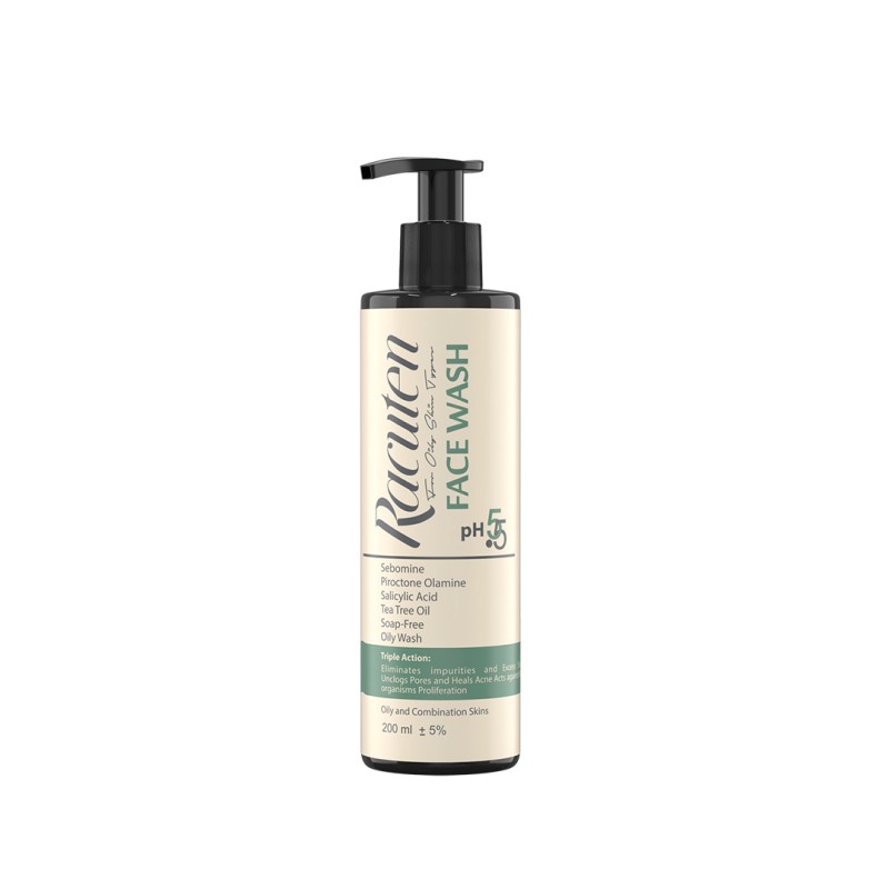ژل شستشوی صورت راکوتن Racutin Face Wash پوست چرب و مختلط حاوی سالیسیلیک اسید و روغن درخت چای 200 میلی‌لیتر