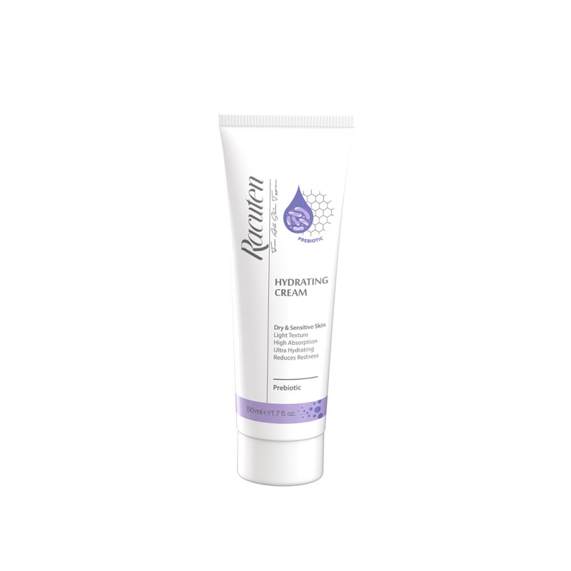 کرم آبرسان پری‌بیوتیک راکوتن Racuten Hydrating Cream Prebiotic مناسب پوست خشک و حساس 50 میلی‌لیتر