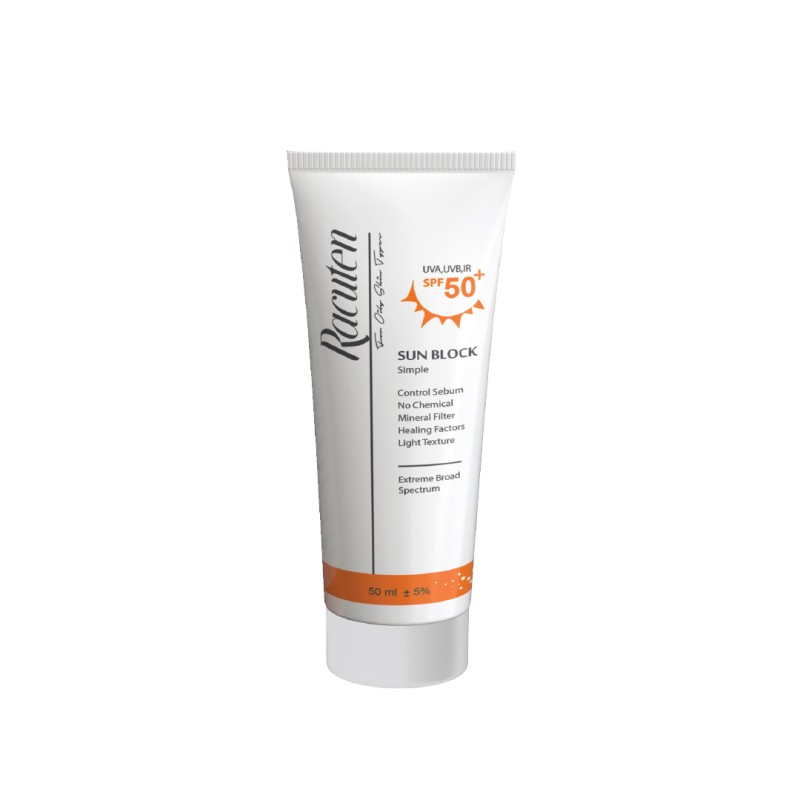 کرم ضد آفتاب راکوتن Racuten Sun Block SPF 50+ Simple حجم 50 میلی‌لیتر
