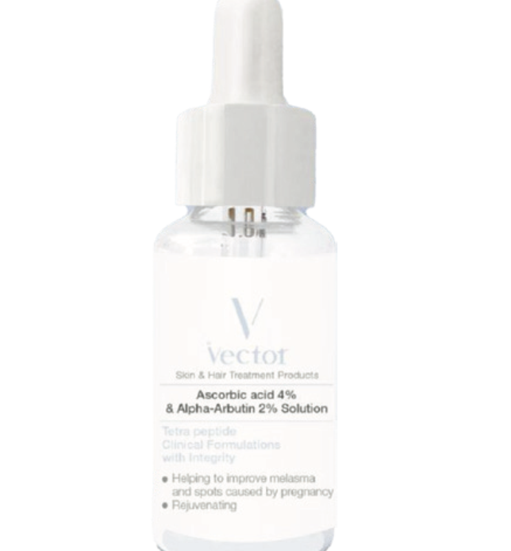 سرم آسکوربیک اسید ۴٪ و آلفا آربوتین ۲٪ وکتور | Vector Ascorbic Acid 4% & Alpha Arbutin 2% Solution Serum