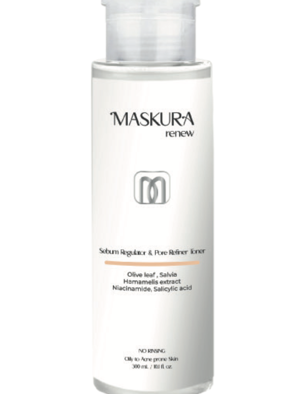 تونر پاک‌کننده و جمع‌کننده منافذ ماسکورا رینیو ۳۰۰ میلی‌لیتر (Maskura Renew Sebum Regulator & Pore Refiner Toner 300 ml)