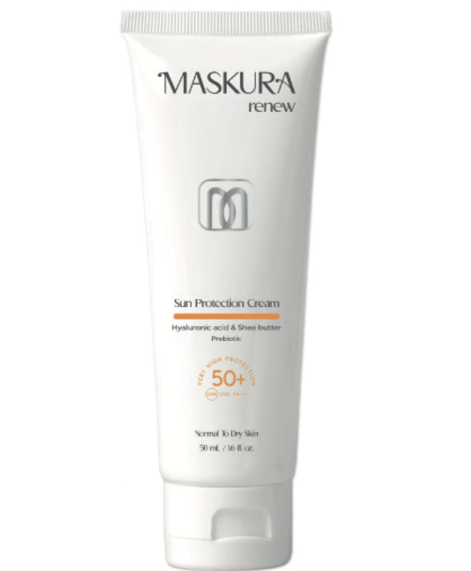 ژل کرم ضدآفتاب SPF 50+ پوست نرمال تا خشک ماسکورا رینیو ۵۰ میلی‌لیتر (Maskura Renew Sun Protection Cream SPF 50+ Normal to Dry Skin 50 ml)