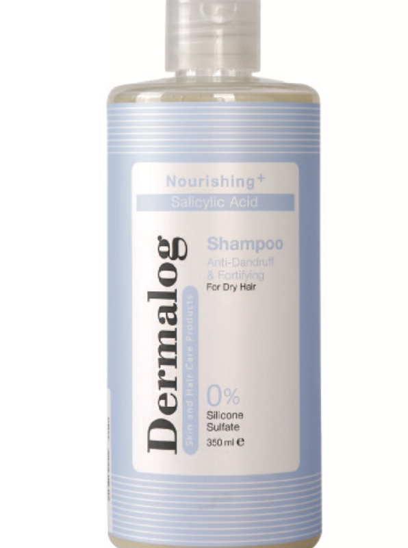 شامپو ضد شوره و تقویت‌کننده موهای خشک درمالوگ ۳۵۰ میلی‌لیتر (Dermalog Nourishing+ Salicylic Acid Anti-Dandruff & Fortifying Shampoo for Dry Hair 350 ml)