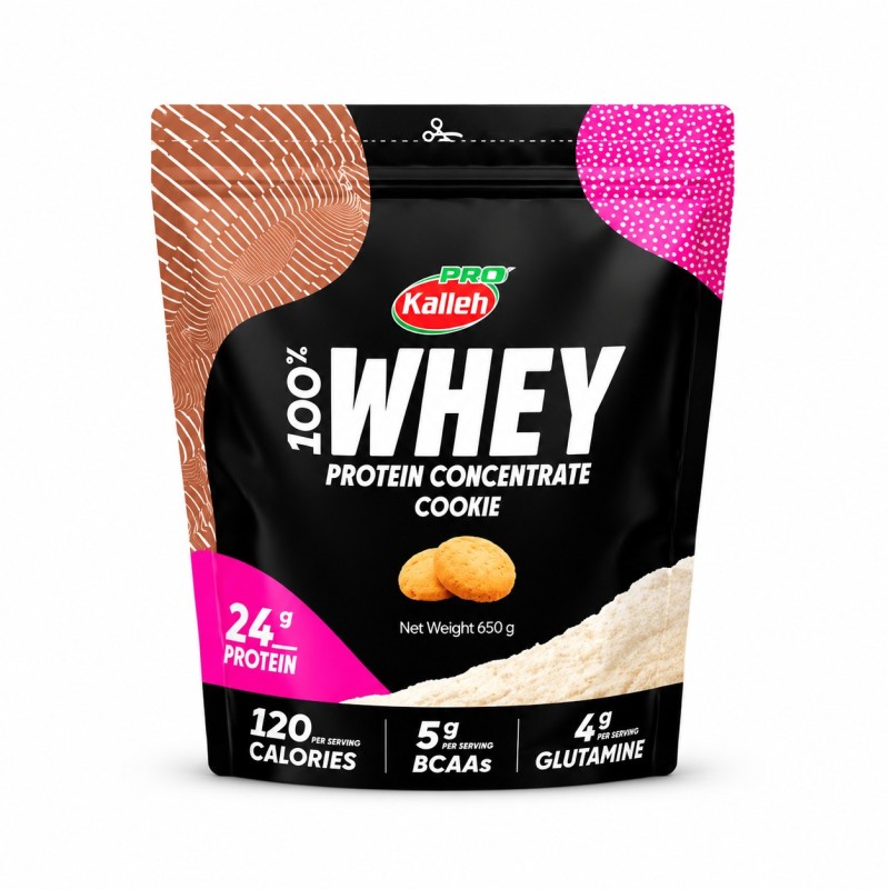 پودر پروتئین وی ۱۰۰٪ کاله پرو طعم کوکی ۶۵۰ گرم Kalleh Pro 100% Whey Protein Concentrate Cookie 650 g