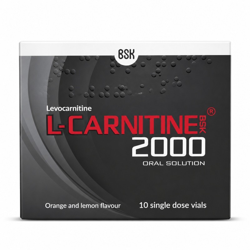 ویال خوراکی ال-کارنیتین ۲۰۰۰ بی‌اس‌کی ۱۰ عددی BSK L-Carnitine 2000 Oral Solution 10 Single Dose Vials