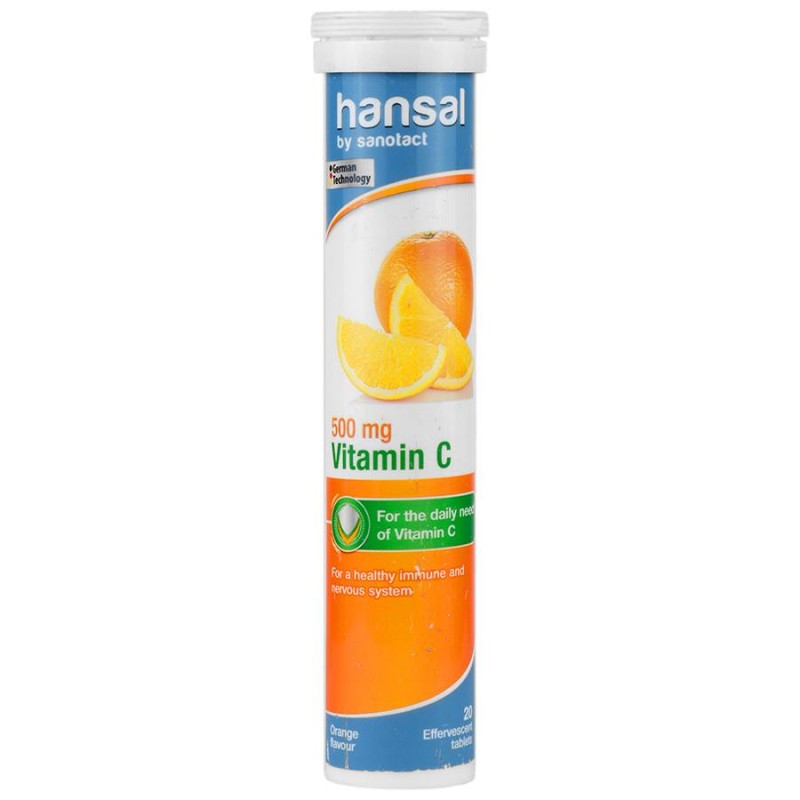 قرص جوشان ویتامین C هانسال ۵۰۰ میلی‌گرم / Hansal Vitamin C 500 mg Effervescent Tablets