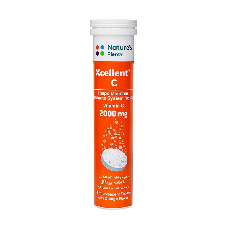قرص جوشان ویتامین C ایکسلنت C نیچرز پلنتی ۲۰۰۰ میلی‌گرم با طعم پرتقال / Nature's Plenty Xcellent C Vitamin C 2000 mg orange Effervescent Tablets