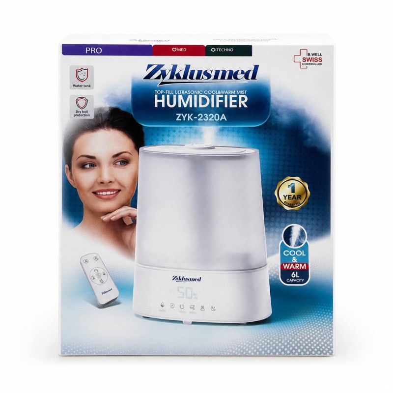 دستگاه بخور سرد و گرم زیکلاس مد مدل  Zyklusmed Top-Fill Ultrasonic Cool & Warm Mist Humidifier ZYK-2320A / ZYK-2320A