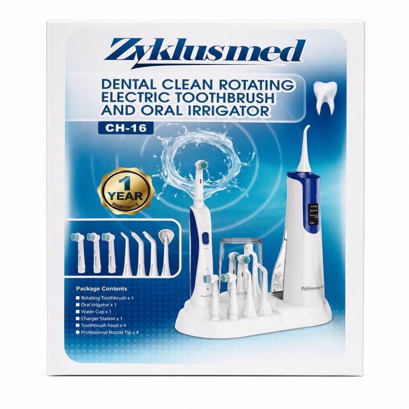مسواک برقی چرخشی و واترجت زیکلاس مد مدل  Zyklusmed Dental Clean Rotating Electric Toothbrush and Oral Irrigator CH-16 / CH-16