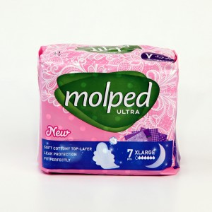 پد بهداشتی مولپد صورتی نازک مدل اولترا خیلی بزرگ بسته تکی 7 عددی
