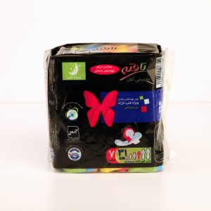 پد بهداشتی تافته خیلی نازک کتان ویژه شب مشبک بسته 7 عددی