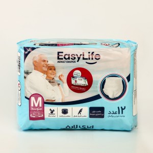 پوشک بزرگسال ایزی لایف شورتی سایز متوسط بسته ۱۲ عددی