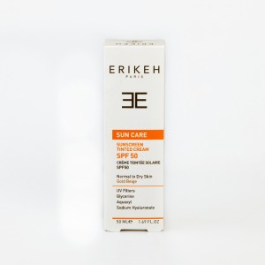 ضدآفتاب رنگی اریکه Erikeh SPF 50 مدل Gold Beige مناسب پوست نرمال تا خشک