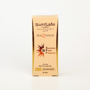 ضدآفتاب کرم‌پودری سان‌سیف MAQUISUN SPF50 – رنگ NC20 گلدن بژ (بدون چربی، پوشش‌دهی بالا)