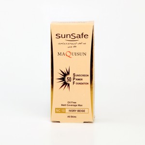 ضدآفتاب کرم‌پودری سان‌سیف MAQUISUN SPF50 – رنگ NC10 آیوری بژ (بدون چربی، پوشش مات و یکدست)