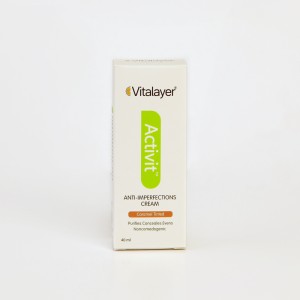 کرم ضدنقص رنگی ویتالیر Activit – رنگ کاراملی (Caramel Tinted) – مناسب پوست‌های دارای نواقص (۴۰ میل)