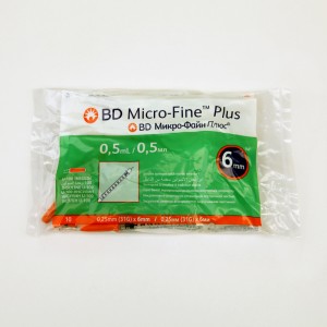 سرنگ انسولین BD Micro-Fine Plus – حجم ۰.۵ میلی‌لیتر، سوزن ۶ میلی‌متری