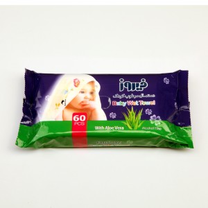 دستمال مرطوب کودک فیروز حاوی آلوئه‌ورا (60 عددی)