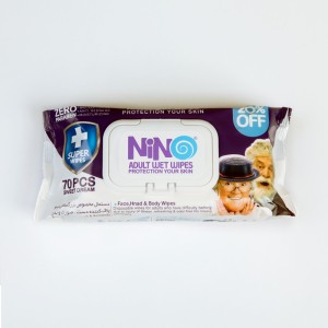 دستمال مرطوب بزرگسال نینو Nino مخصوص دست، صورت و بدن – بسته ۷۰ عددی