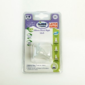 سرشیشه سیلیکونی وی‌کر (Wee Care) مدل Latch سری گرد – سایز 2 مخصوص 6 تا 18 ماه