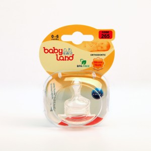 سرشیشه سیلیکونی بی‌بی‌لند (Baby Land) مدل Orthodontic کد 265 – مناسب 0 تا 6 ماه – ضد کولیک – BPA Free