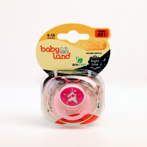 پستانک شب‌تاب بی‌بی‌لند (Baby Land) مدل Round Nipple کد 481 – مناسب 6 تا 18 ماه – Night Time – BPA Free