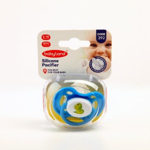پستانک سیلیکونی بی‌بی‌لند (Baby Land) مدل Orthodontic کد 392 – مناسب 6 تا 18 ماه – BPA Free