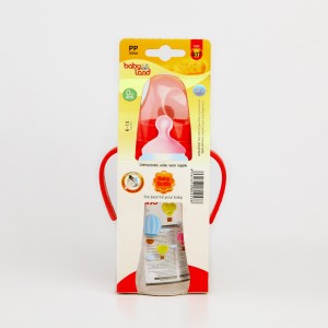 شیشه‌شیر بی‌بی‌لند (Baby Land) مدل 407 – 300 میلی‌لیتر – سرشیشه ارتودنسی دهانه‌گشاد + دسته‌دار