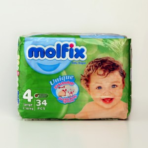 پوشک بچه مولفیکس Molfix سایز 4 (Large) – بسته 34 عددی