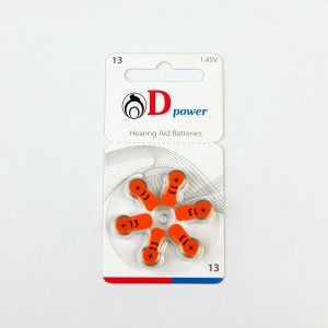 باتری سمعک دی‌پاور سایز 13 – بسته 6 عددی (D Power Hearing Aid Battery 13)