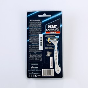 تیغ اصلاح دربی مدل Samurai 3 Platinum – سه‌تیغه، بسته ۳ عددی